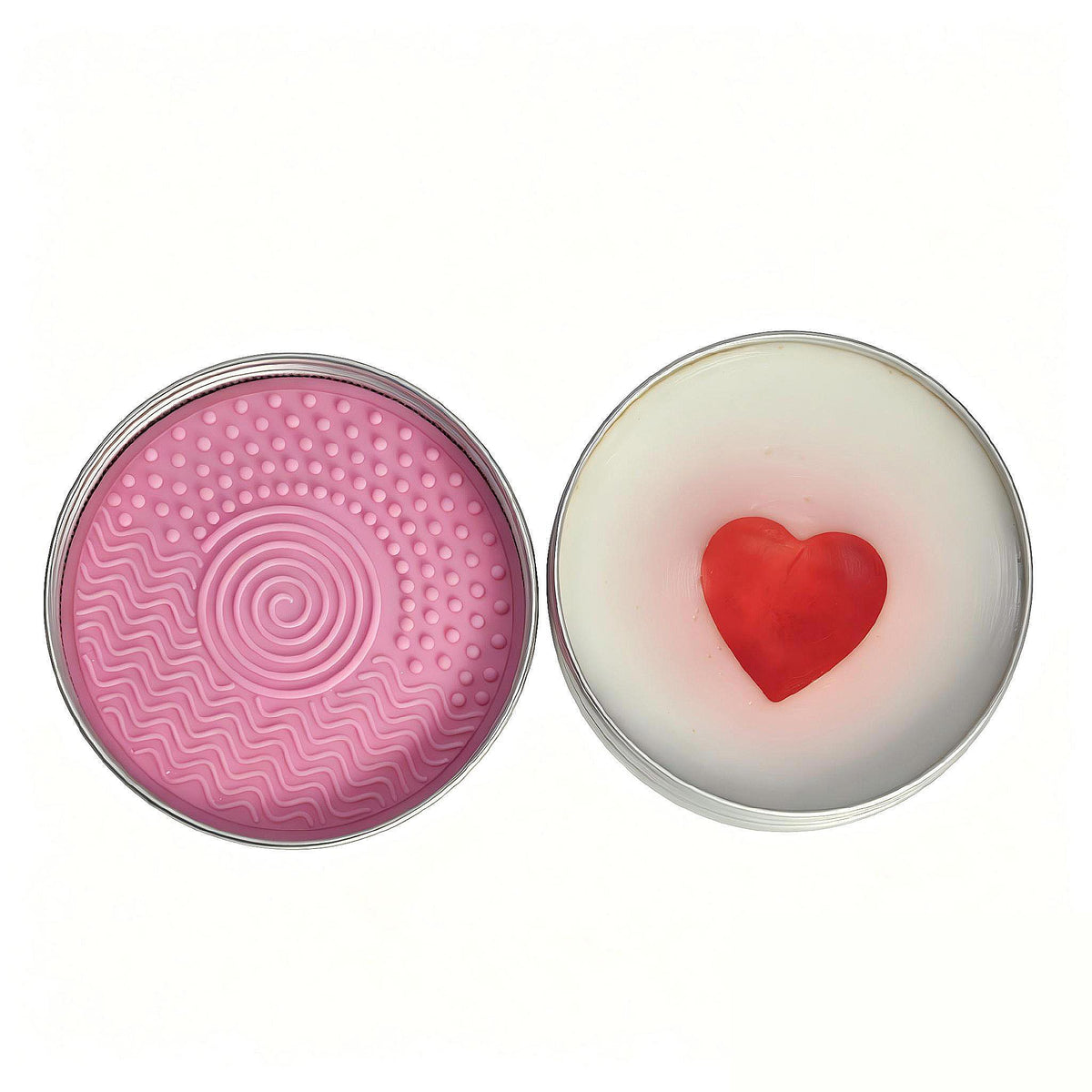 Heart Design Cosmetic Makeup Brush Cleansing Soap with Silicone Scrubber Pad