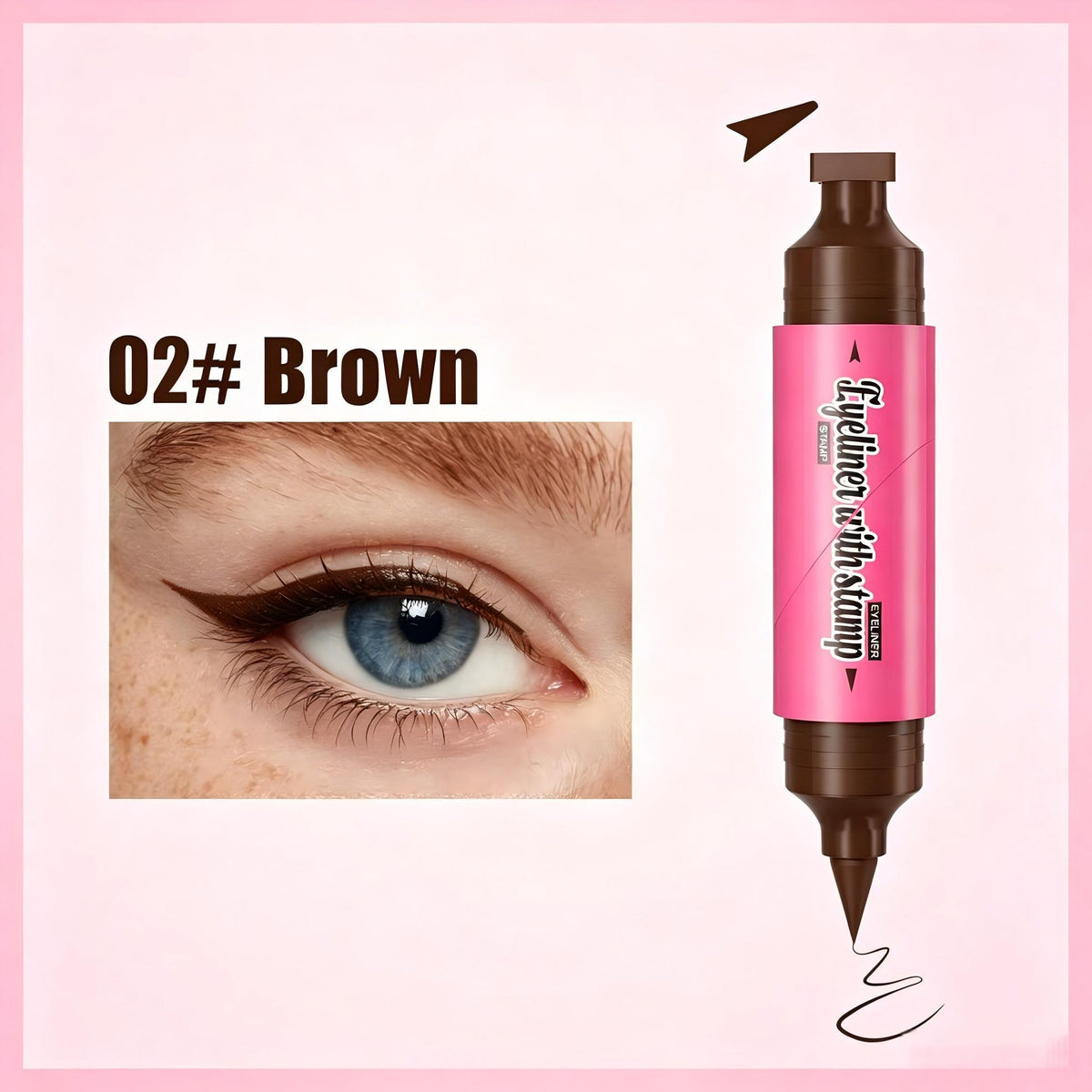 HelloKiss 2-in-1 Dual-End Wing Stamp Liquid Eyeliner Pen, Anti-Shaking Cat Eye Stamp Liner,