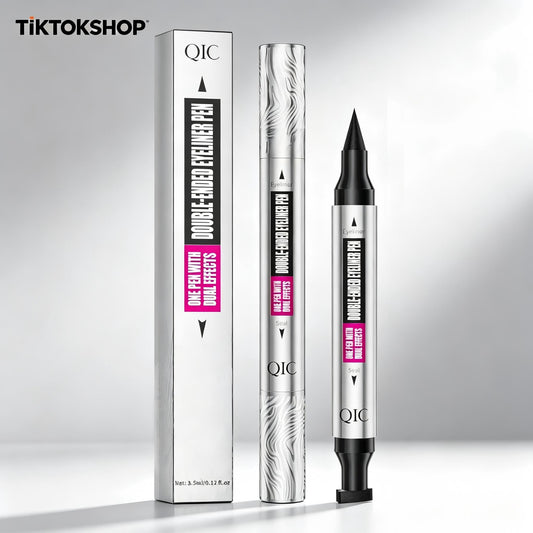 QIC 2-in-1 Dual-End Liquid Eyeliner Stamp Pen,