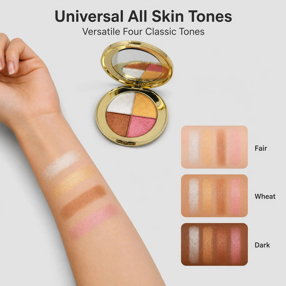 4-Color Diamond Texture Shimmer Highlighter Palette
