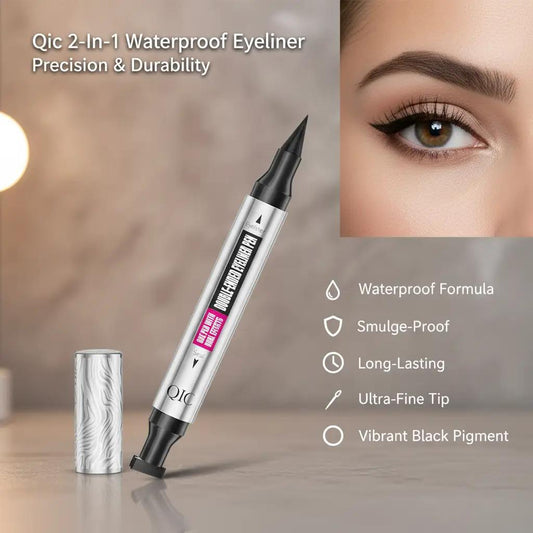QIC 2-in-1 Dual-End Liquid Eyeliner Stamp Pen,