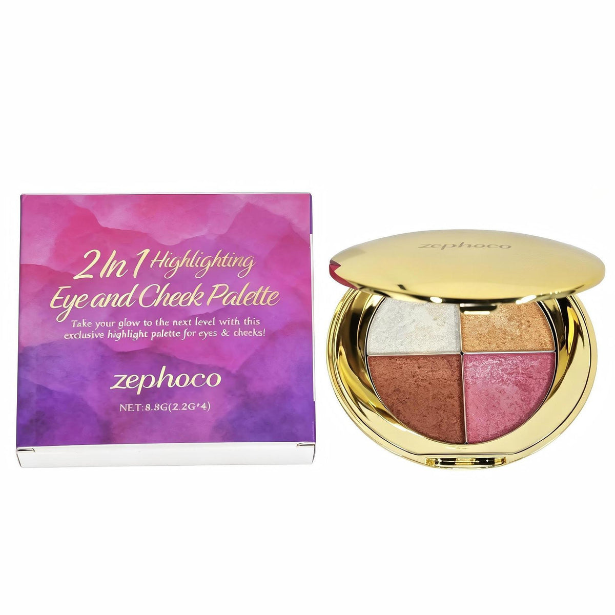 4-Color Diamond Texture Shimmer Highlighter Palette