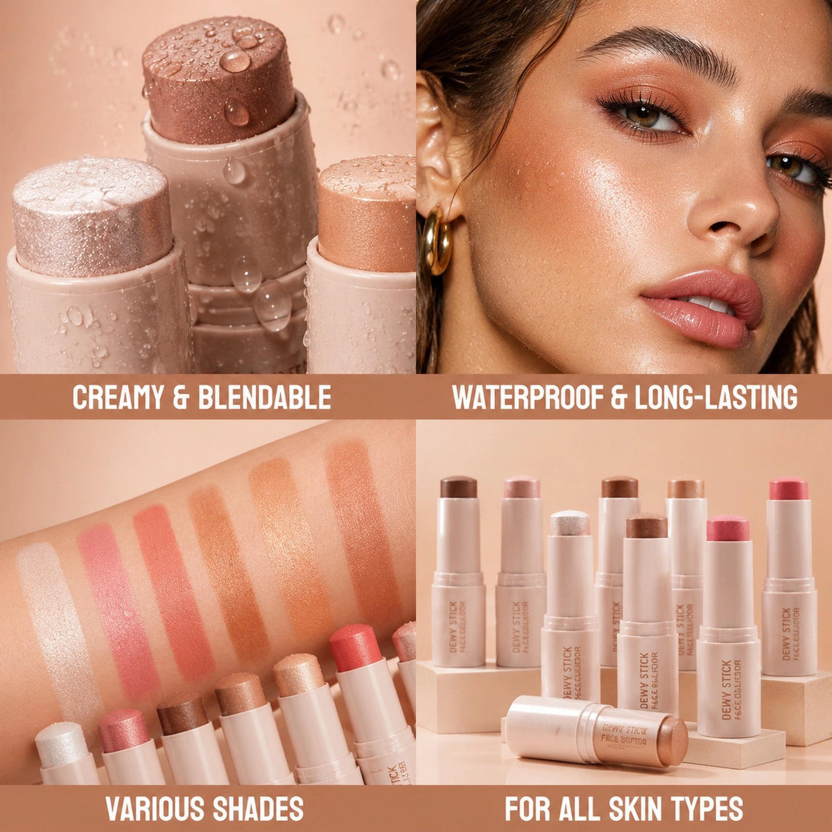 HelloKiss 3-Piece Cosmetic Cream Stick Trio