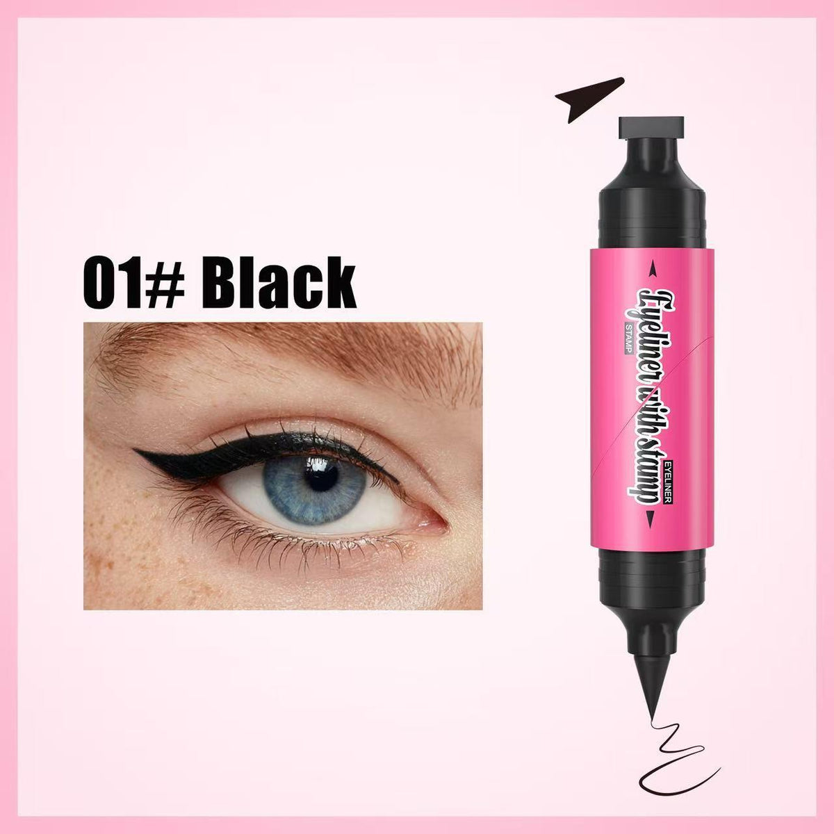HelloKiss 2-in-1 Dual-End Wing Stamp Liquid Eyeliner Pen, Anti-Shaking Cat Eye Stamp Liner,