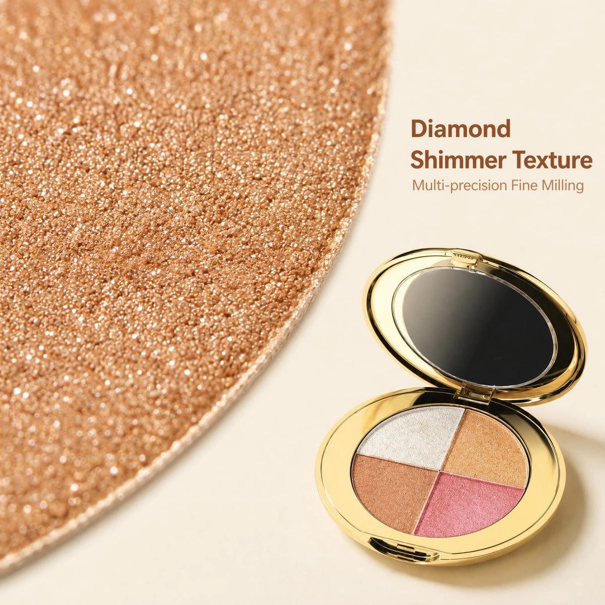 4-Color Diamond Texture Shimmer Highlighter Palette
