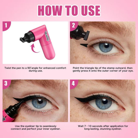 HelloKiss 2-in-1 Dual-End Wing Stamp Liquid Eyeliner Pen, Anti-Shaking Cat Eye Stamp Liner,