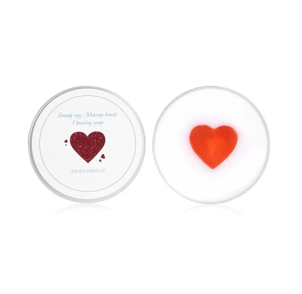Heart Design Cosmetic Makeup Brush Cleansing Soap with Silicone Scrubber Pad